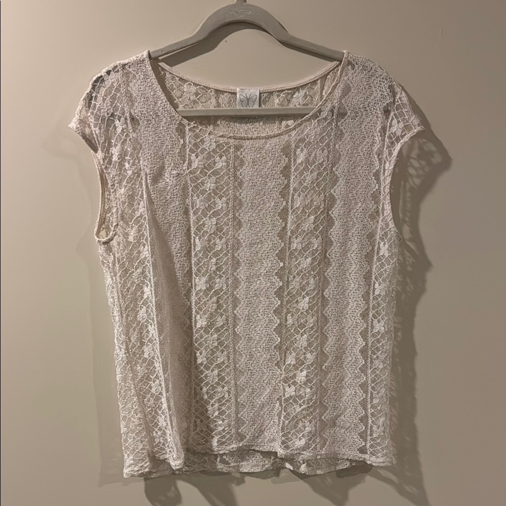 Ella Moss sheer lace top size L